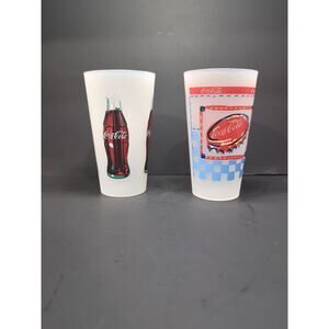 Coca-Cola Collectible‎ Cups Set, Vintage Large Frosted Hard Plastic, Memorabilia